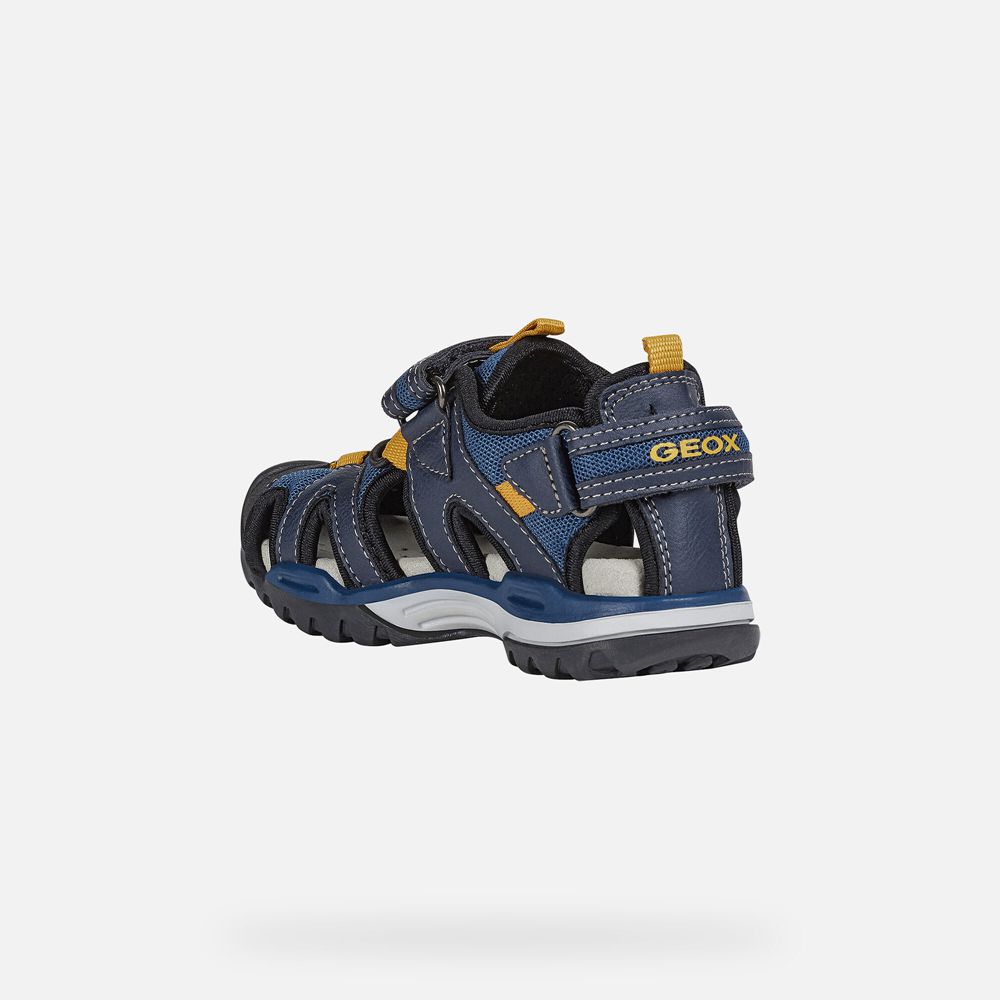 Geox Sandals Navy/Yellow Borealis - Geox Boys Shoes - WKBTDY736